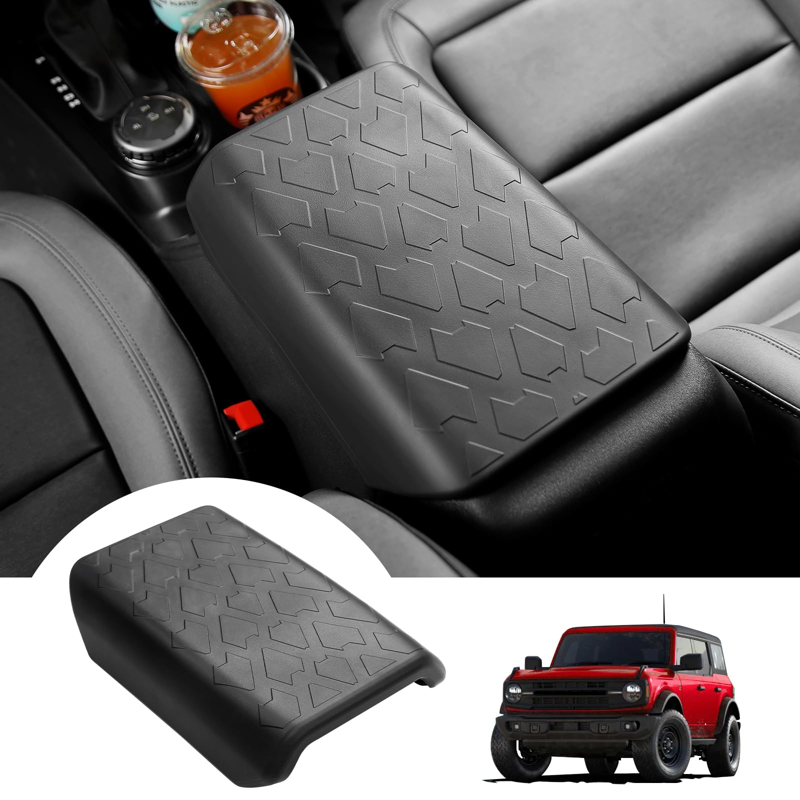 Mabett Center Console Armrest Cover for Ford Bronco Accessories 2021 2022 2023 2024 2/4-Door Prevent Pets Scratches Pad Interior Arm Rest Covering