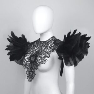 HOMELEX Shoulder Pad with Feathers Wings Halloween Feather Harness Carnival Costumes for Women Masquerade Raven Costume