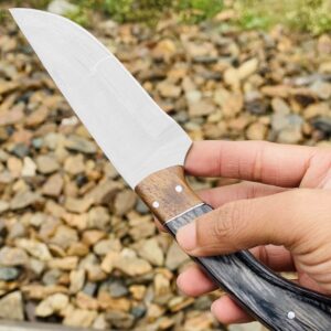 Uniqueya Artifacts Fixed Blade Outdoor Knife with Stainless Steel Blade, 4.5-Inches Handmade Full Tang bushcraft Knife Ideal For Outdoor Activities, Silver, Black, Brown, 1.5x9