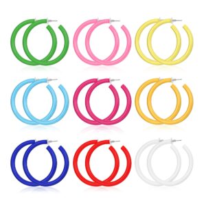 orazio colorful big hoop earring 80s 90s retro earring for women acrylic open large hoop earrings c shape trendy chunky earrings lightweight statement ear jewelry 60 70 80mm