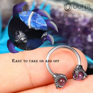 OUFER 18G Septum Rings, 316L Surgical Steel Nose Rings Hoop, Dragon Claw Daith Piercing Jewelry, Tragus Helix Cartilage Earrings