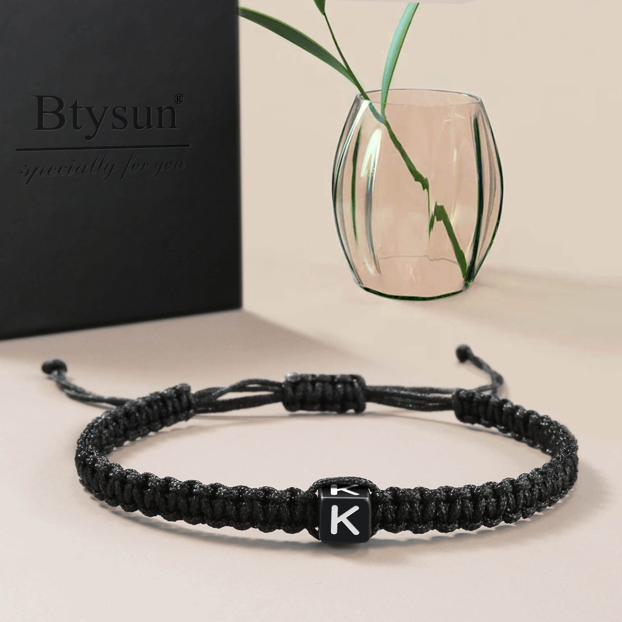 Btysun Initial Bracelets for Women Letter K Charm Bracelet Teen Girls Birthday Graduation Adjustable Handmade Mother's Day Gifts for Mom from Daughter Sister Grandma Coworker Classmate Jewelry