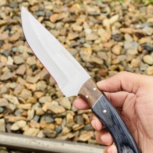 Uniqueya Artifacts Fixed Blade Outdoor Knife with Stainless Steel Blade, 4.5-Inches Handmade Full Tang bushcraft Knife Ideal For Outdoor Activities, Silver, Black, Brown, 1.5x9