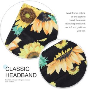 Catery Boho Headbands Stretch Head Bands Wide Turban Headwraps Yoga Headband Fashion Hair Bands for women and Girls Pack of 3 (A Sunflower)