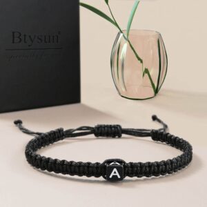 Btysun Initial Bracelets for Women A Link Bracelet Friendship Gifts for Her Girlfriend Mom Handmade Braided Best Friend Bracelet Bff Graduation Mother's Day Mom Jewelry