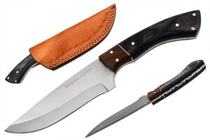 uniqueya artifacts fixed blade outdoor knife with stainless steel blade, 4.5-inches handmade full tang bushcraft knife ideal for outdoor activities, silver, black, brown, 1.5x9