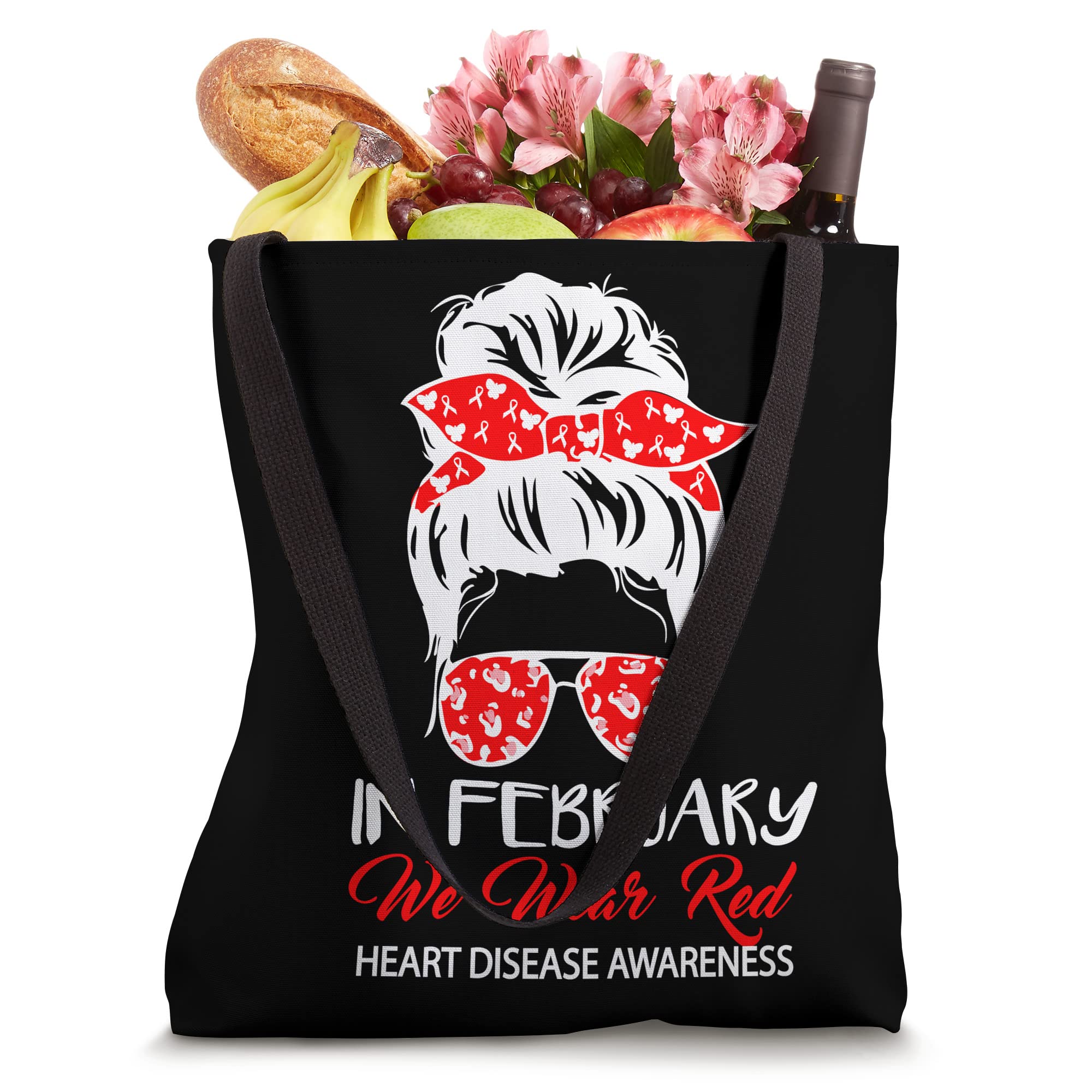 February Wear Red Heart Disease Survivor Awareness Graphic Tote Bag