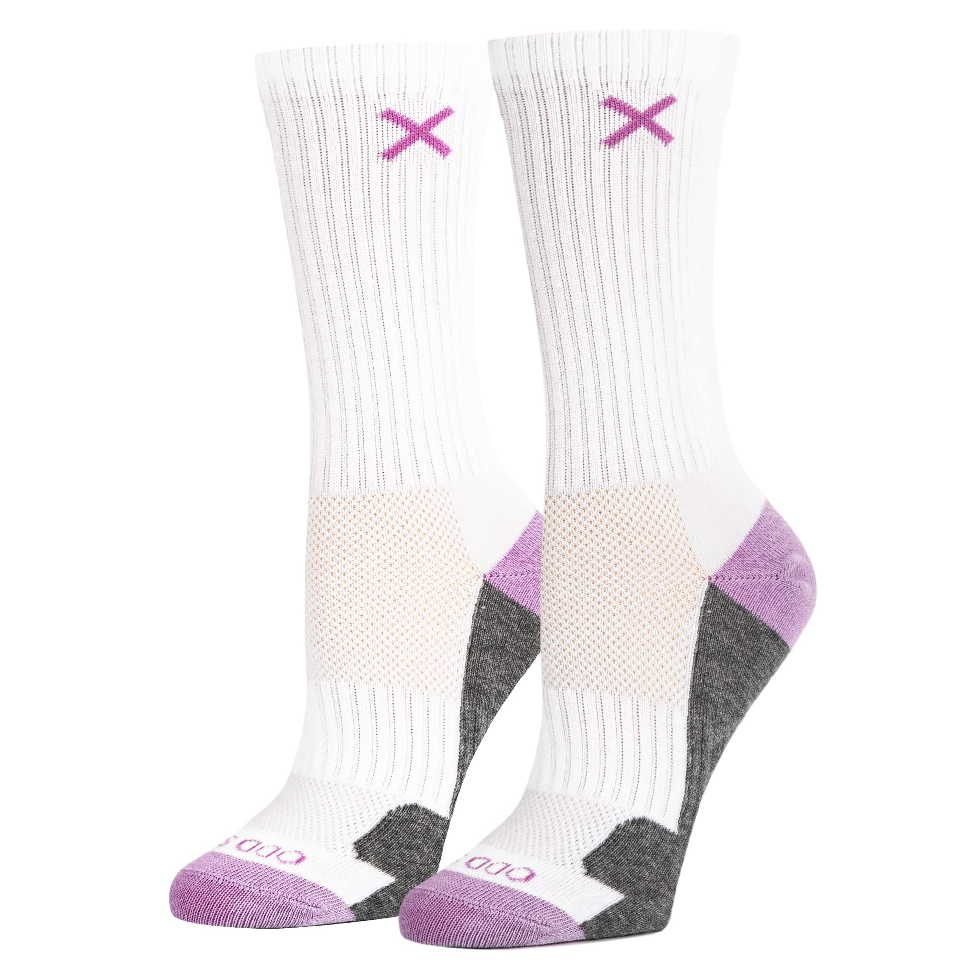 Odd Sox - Basix Crew Socks for Women, Comfort Athletic Fit, Mid-Calf, Purple White Heather