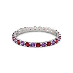 Carillon Ruby With Amethyst Round 2.50 MM Eternity 925 Sterling Silver Women Band Ring Jewelry (Sterling Silver, 7.5)