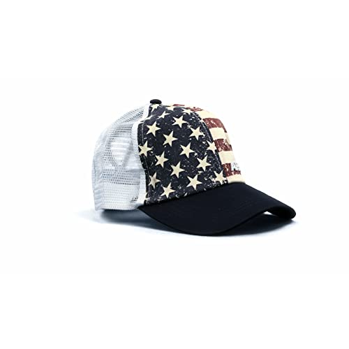 ARIAT Ladies Ponytail Cap, Distressed USA Flag, Multicolored