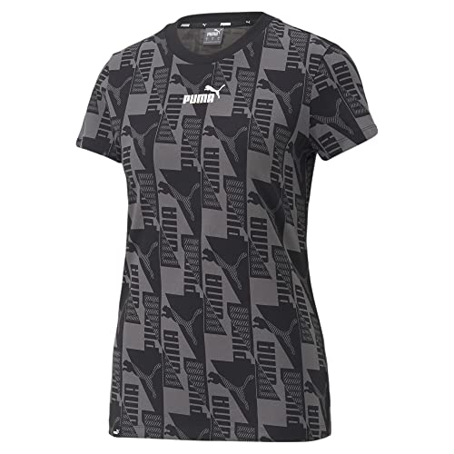 PUMA Women's Power All Over Print Tee, Black, Large