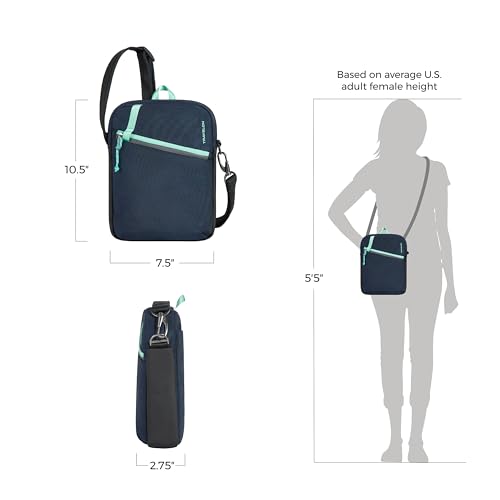 Travelon Greenlander Sustainable Anti-Theft Small Crossbody, Galaxy Blue, 7.5" W x 10.5" H x 2.75" D