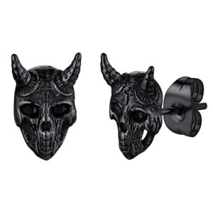 punk satan stud earrings 316l stainless steel satanic jewelry for woman