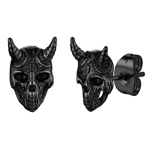 Punk Satan Stud Earrings 316L Stainless Steel Satanic Jewelry for Woman