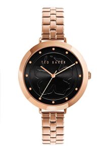 ted baker women's quartz stainless steel strap, rose gold, 12 casual watch (model: bkpams2169i), rose gold/black