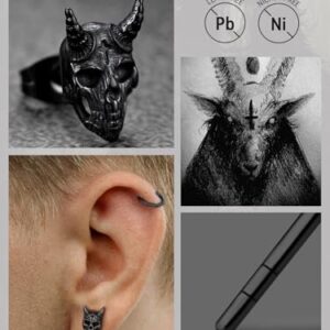 Punk Satan Stud Earrings 316L Stainless Steel Satanic Jewelry for Woman