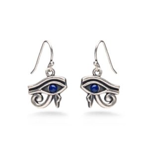 eye of horus earrings with lapis - antiqued silver