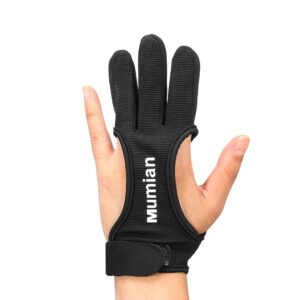 Mumian Archery Glove,Protective Leather Gloves for Recurve Bow and Compound Bow Men and Women,Finger Tab for Hunting Bow with Archery Equipment and Protective Gear Accessories (M, Black)