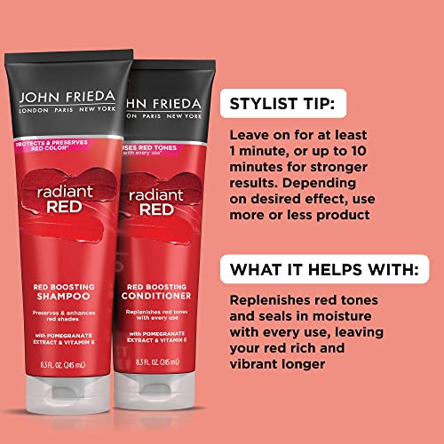 John Frieda Radiant Red Red Hair Conditioner, Daily Deep Conditioner, with Pomegranate and Vitamin E, Helps Replenish Red Hair Tones, 8.3 Ounce (2 Pack)