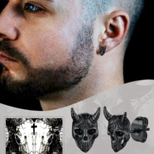 Punk Satan Stud Earrings 316L Stainless Steel Satanic Jewelry for Woman