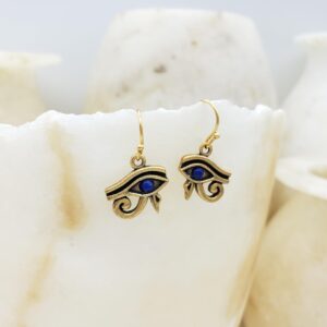 Eye of Horus Earrings with Lapis - Russian Gold Finish