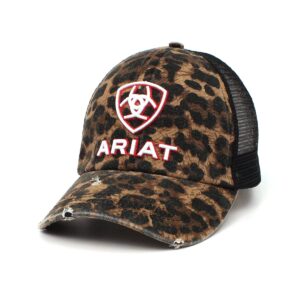 ariat women's black leopard ponytail cap with hook and loop closure