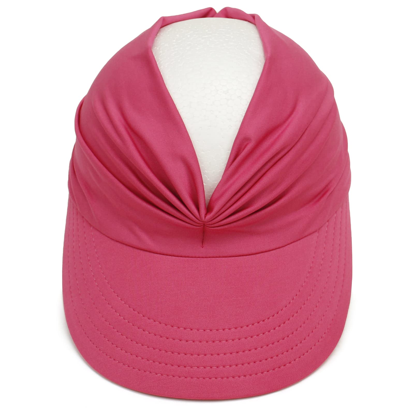 Muryobao Womens Sun Visor Hat Wide Brim Summer UPF 50+ UV Protection Beach Sport Cap Rose Red