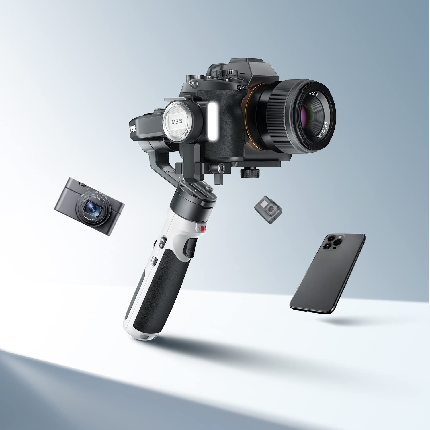 Zhiyun Crane M2S Camera Gimbal 3-Axis Handheld Video Stabilizer for Mirrorless Camera,Action Camera,Smartphone,for Sony A6000,A6300,A6500,for GoPro Hero 10/9/7,for iPhone 13 Pro Max Mini 12 11