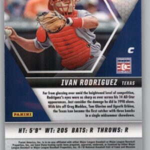 2021 Panini Mosaic Mosaic Reactive Blue #31 Ivan Rodriguez Texas Rangers Official MLB PA Baseball Card in Raw (NM or Better) Condition