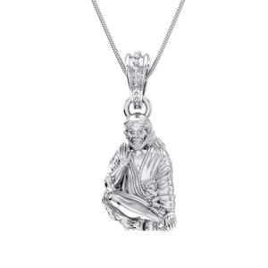 tongari 92.5 sterling silver god shree sai baba/ satya sai baba pendant for men & women pure silver lord sai baba/ satya sai locket for good wealth & health..