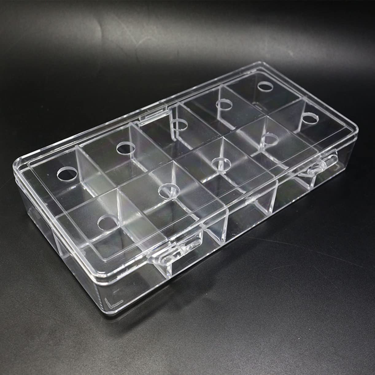 WellieSTR 1Pc Empty Acrylic Dubbing Storage Boxes with 10 compartments&Outlet Holes Luxury Dubbing Dispenser Fly Tying Tackle Box