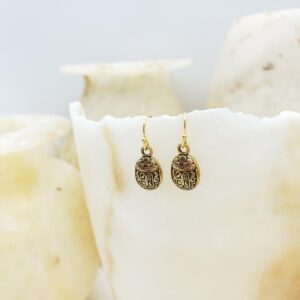 Mini Scarab Earrings - Russian Gold Finish