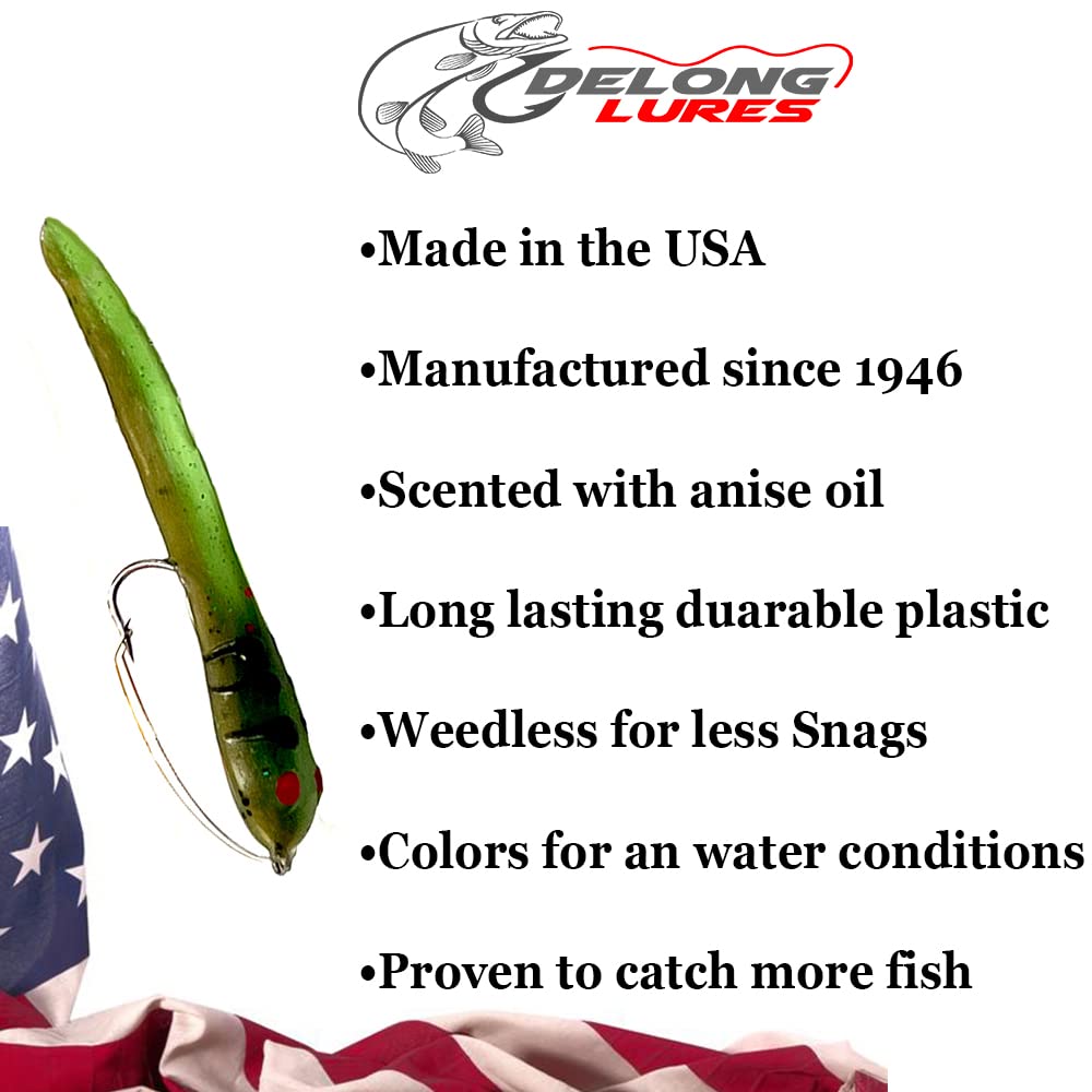 DELONG LURES - Made in The USA - Weedless 3" Tadpole Fishing Lures for Bass, Crappie, Bluegill, and Trout, Life Like Fishing Bait Scented Prerigged Fishing Gear Fishing Lures (Variety Weedless)