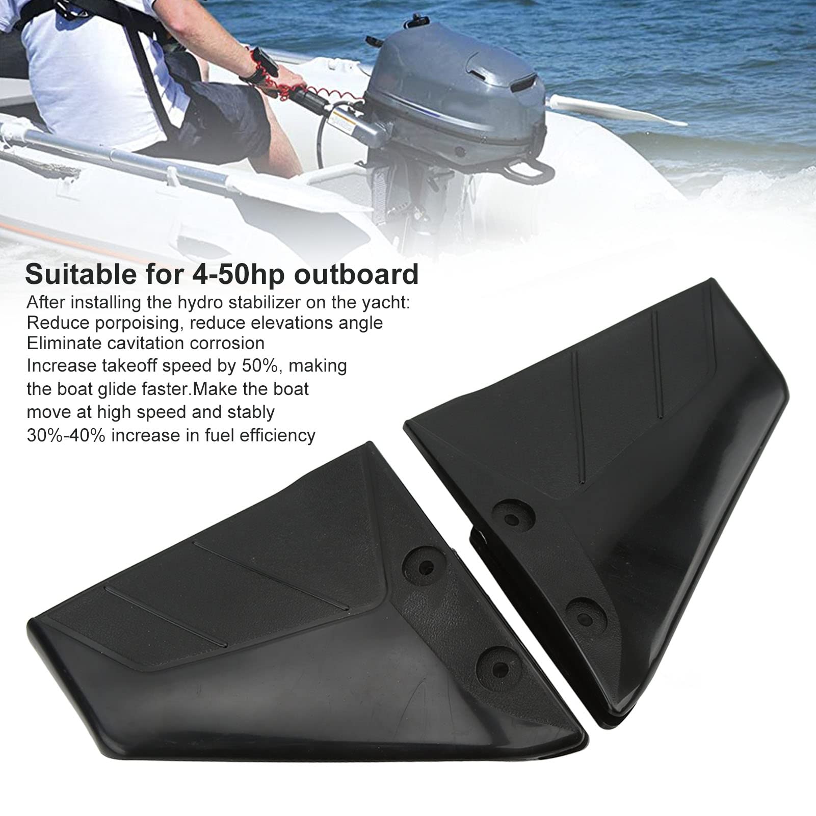 Outboards Hydro Stabilizer, Professional Plastic Boat Hydrofoil Stabilizer Accessory for 4-50hp Outboard