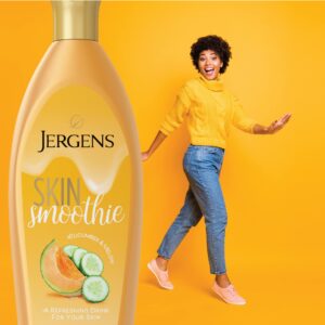 Jergens Skin Smoothie Body Lotion, Cucumber & Melon Scented Moisturizer, 24hr Hydration, Dye Free Formula, 10 Fl Oz (Pack of 3)