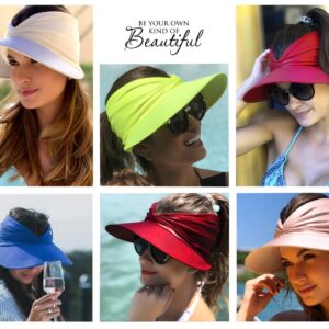 Muryobao Womens Sun Visor Hat Wide Brim Summer UPF 50+ UV Protection Beach Sport Cap Rose Red