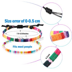 6 Pieces Ankle Bracelet Adjustable Boho Surfer Anklet Bracelet Thin Rope Unisex Handmade Beach Anklet Boho Colorful Ankle Bracelet Bohemia Anklet Chain Jewelry Festival Accessories (Charming Style)