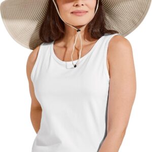 Coolibar UPF 50+ Women's COMPACT in A SNAP!? Shelby Shapeable Poolside Hat - Sun Protective (One Size- Tan Convertible Roll w/Snap)