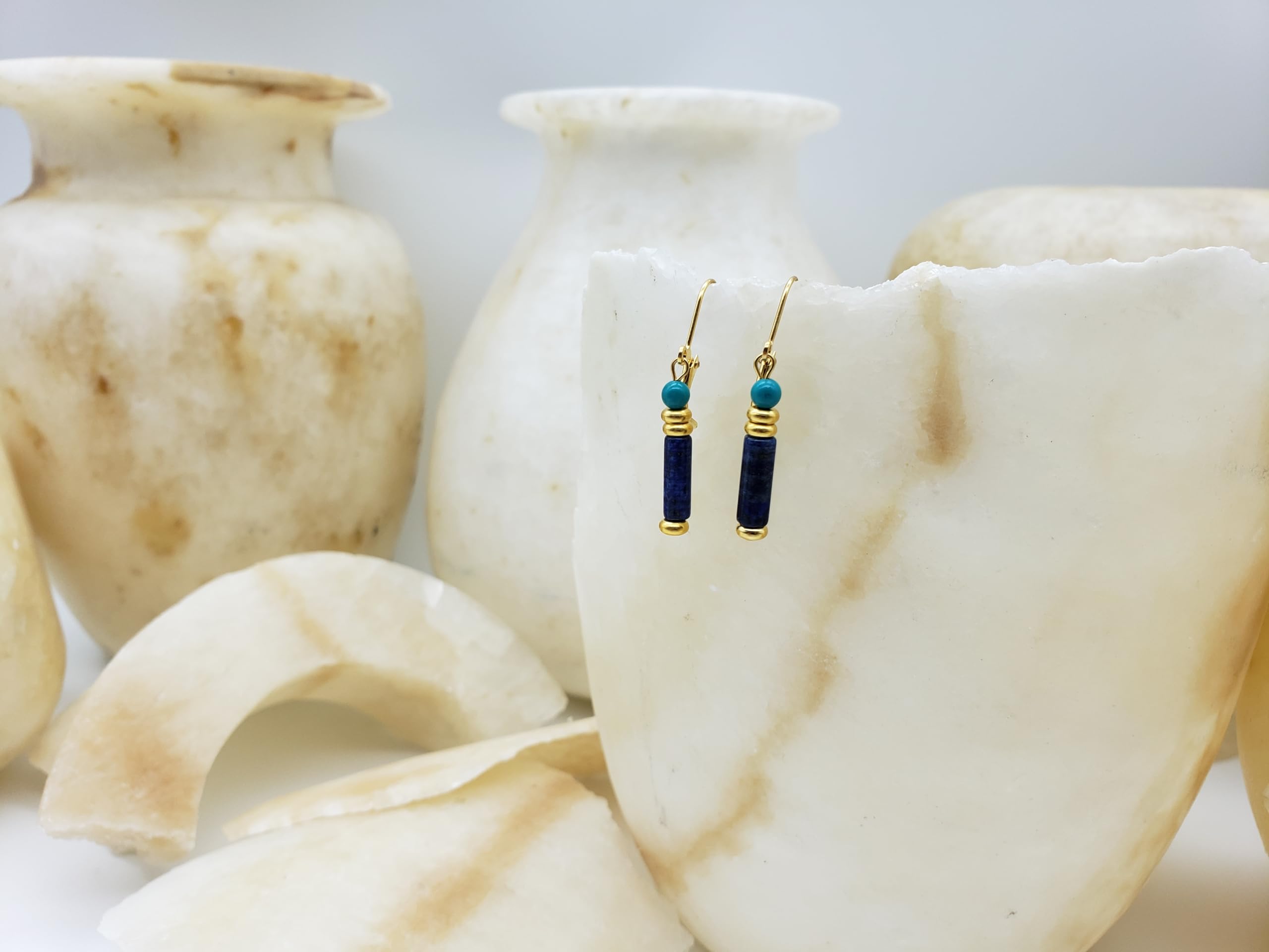 Egyptian Lapis and Turquoise Earrings