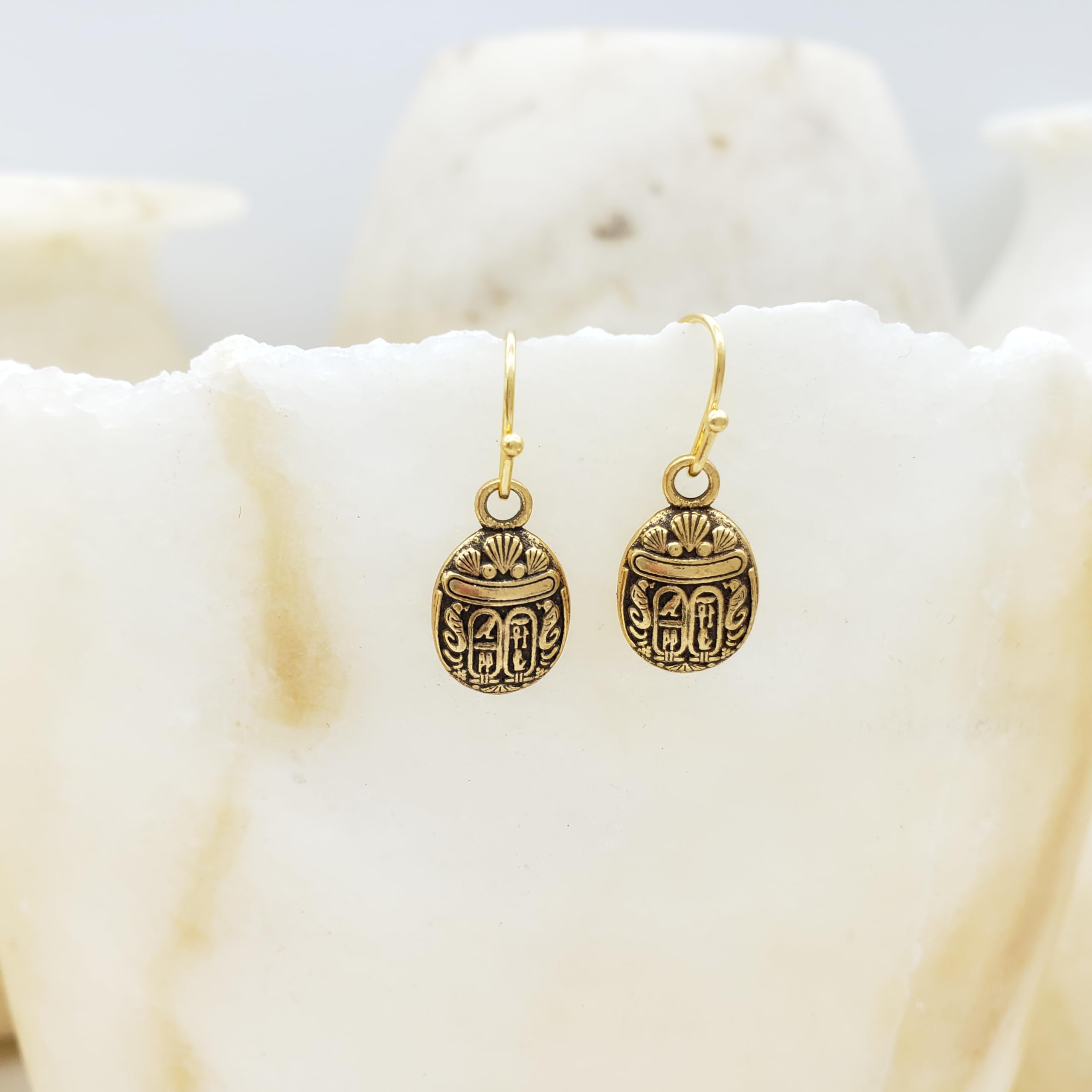 Mini Scarab Earrings - Russian Gold Finish