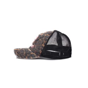 ARIAT Women's Black Leopard Ponytail Cap with Hook and Loop Closure