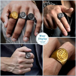 FaithHeart Gothic Jewlery Leviathan Cross Rings Stainless Steel Women Satan Satainism Signet Ring for Cool Male Size 9