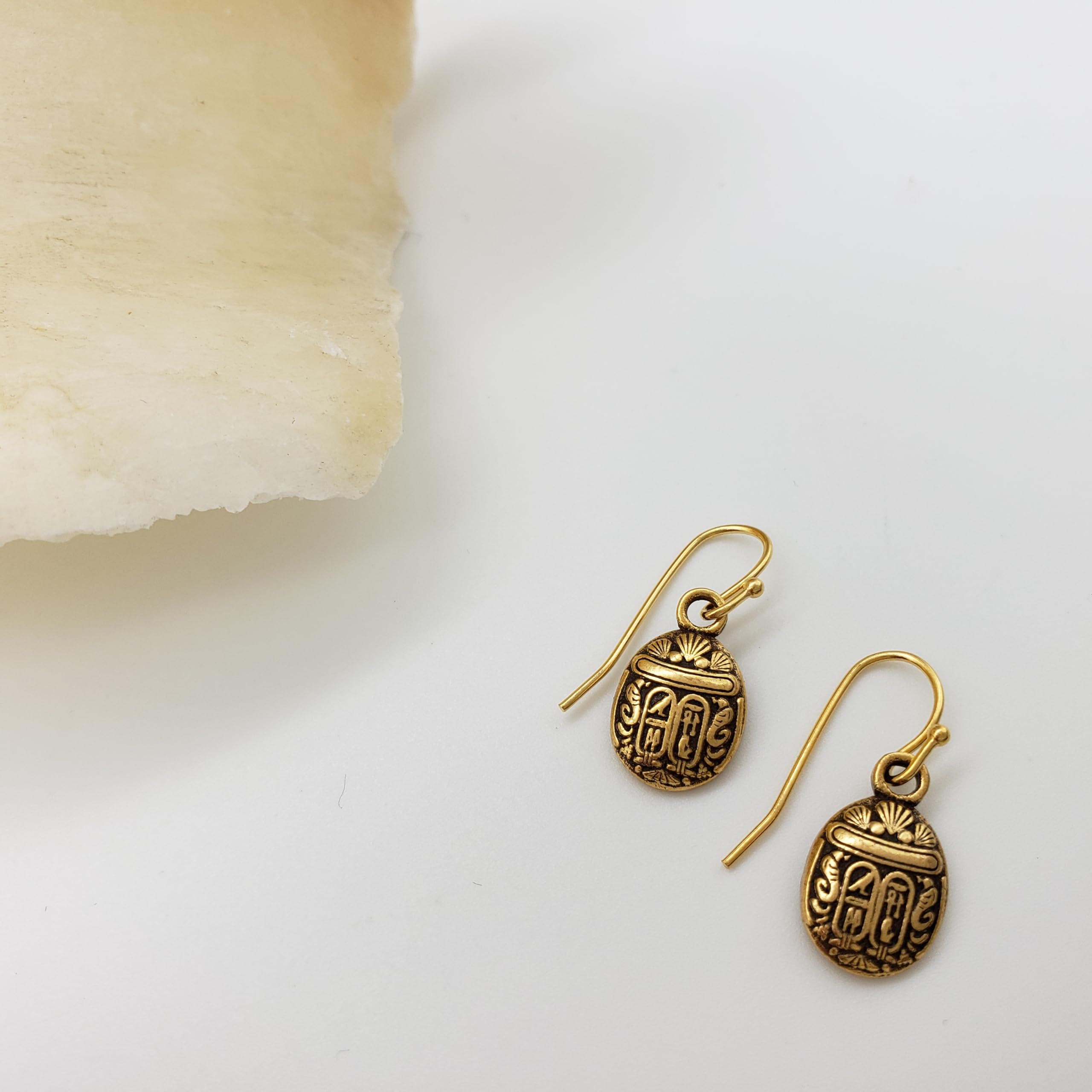 Mini Scarab Earrings - Russian Gold Finish