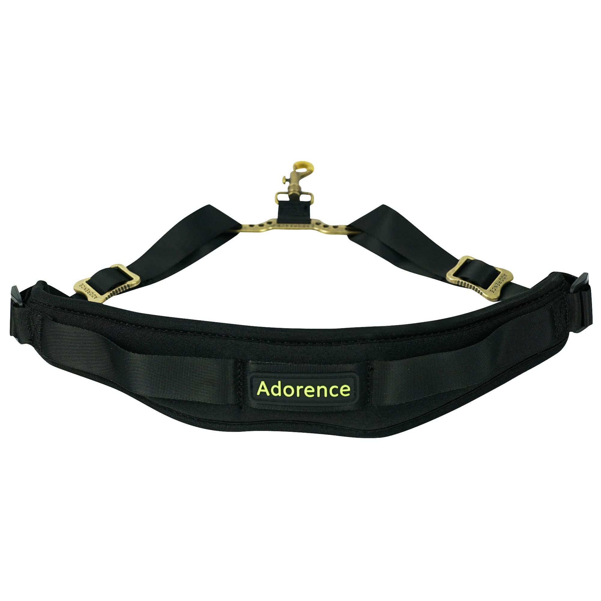 adorence Saxophone Neck Strap with Cushioned Padding & Swivel Metal Hook - Comfortable Sax Strap for Tenor, Alto - Black, Metal Weight Spreader