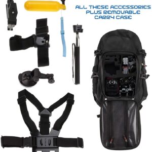 Navitech Action Camera Backpack & 50-in-1 Accessory Combo Kit with Integrated Chest Strap - Compatible with AKASO V50 Pro Native 4K Action Camera