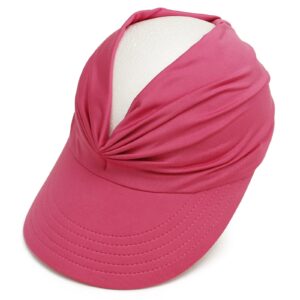 Muryobao Womens Sun Visor Hat Wide Brim Summer UPF 50+ UV Protection Beach Sport Cap Rose Red