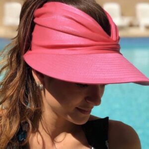 Muryobao Womens Sun Visor Hat Wide Brim Summer UPF 50+ UV Protection Beach Sport Cap Rose Red