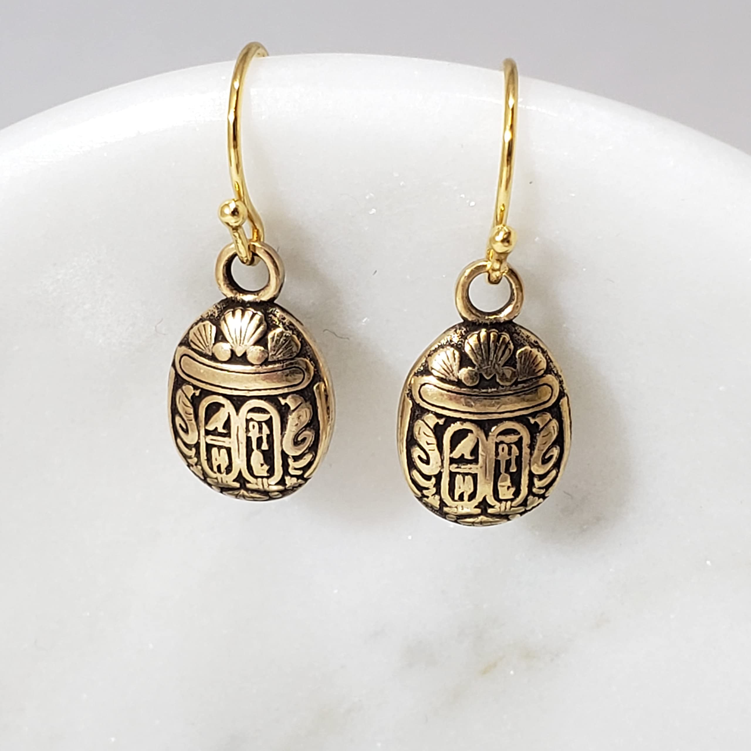 Mini Scarab Earrings - Russian Gold Finish