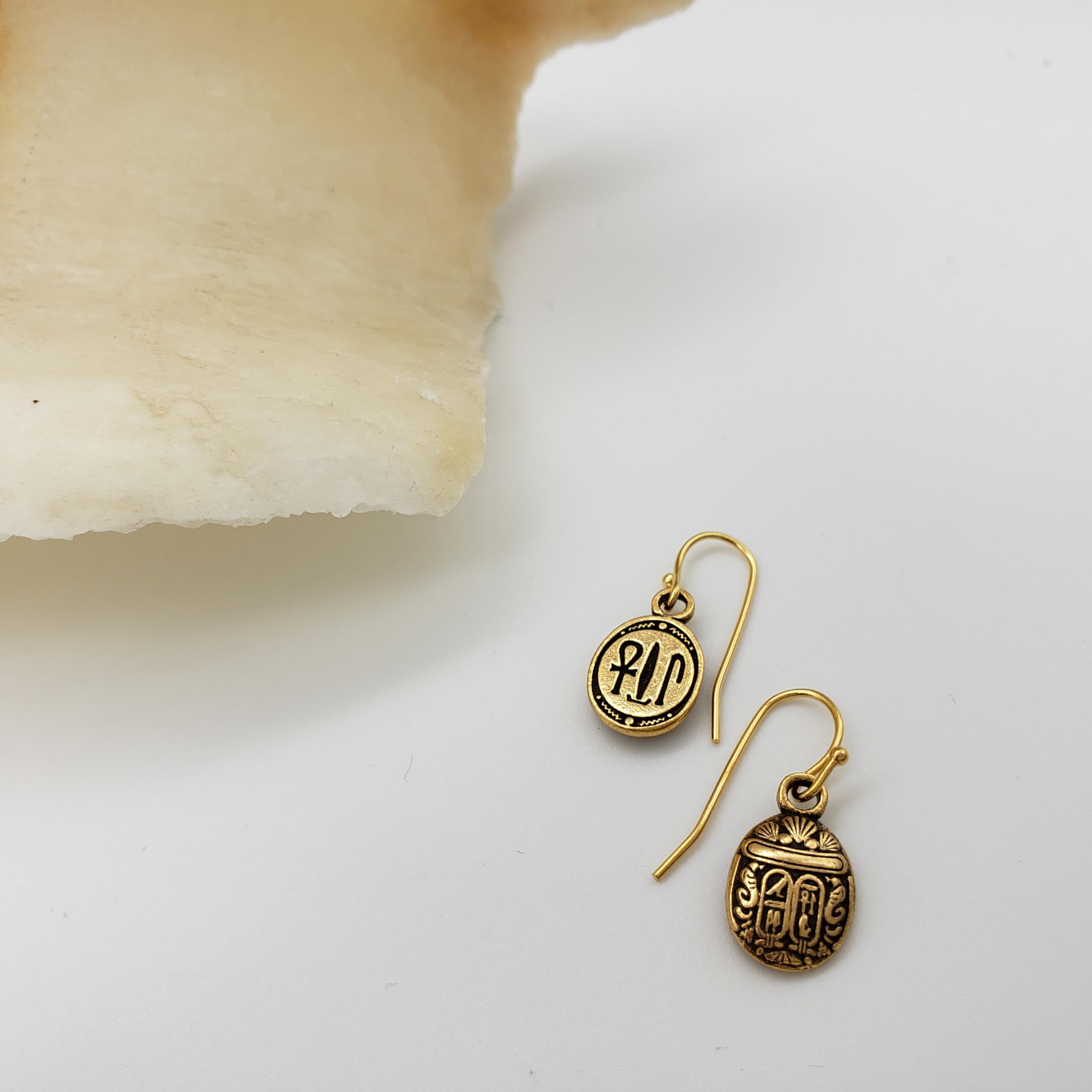 Mini Scarab Earrings - Russian Gold Finish