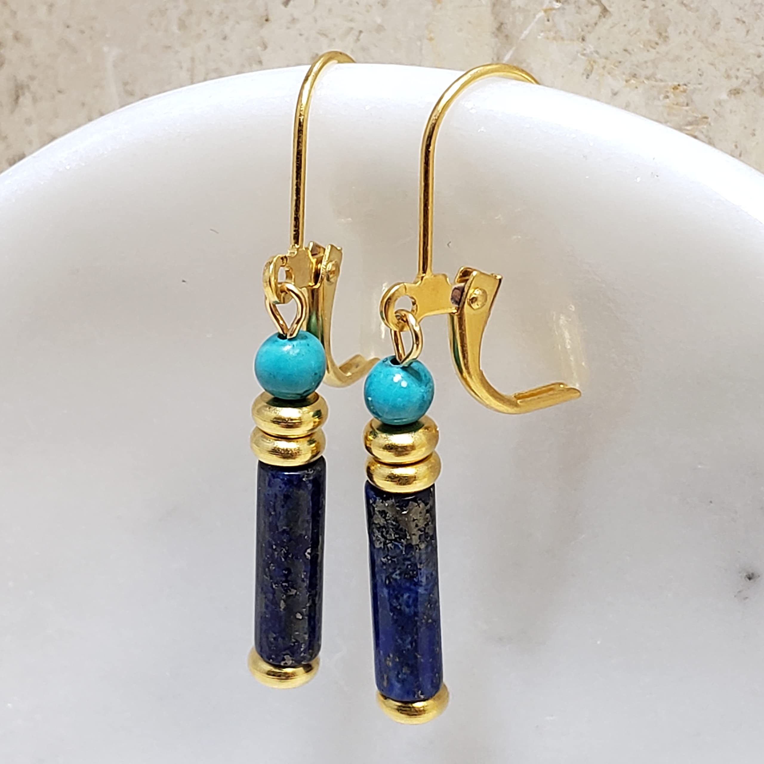 Egyptian Lapis and Turquoise Earrings